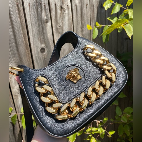Versace Mini La Medusa Chain Leather Hobo Bag - Picture 4 of 16